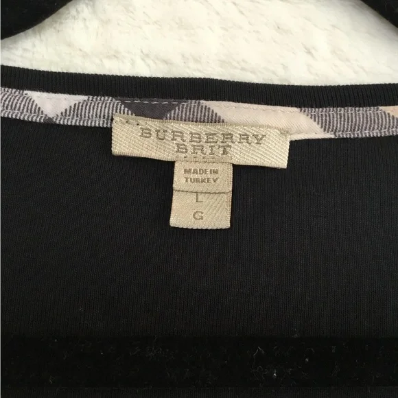 Burberry Brit black cotton t-shirt featuring 3/4 sleeves size large - Picture 7 of 11